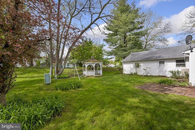 view of yard with a gazebo