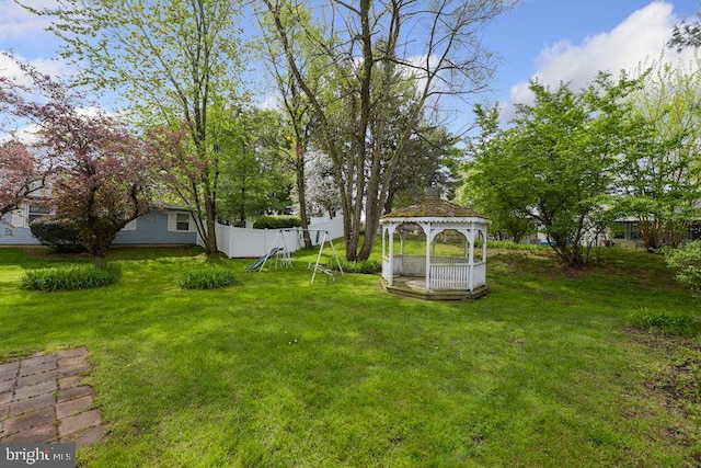 view of yard with a gazebo