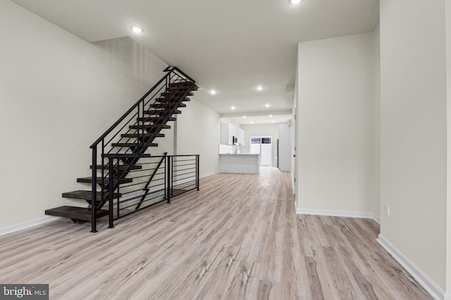 interior space with light hardwood / wood-style floors