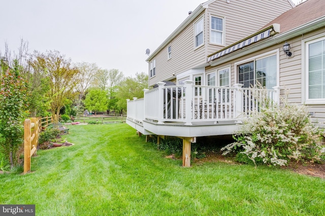 view of yard with a deck