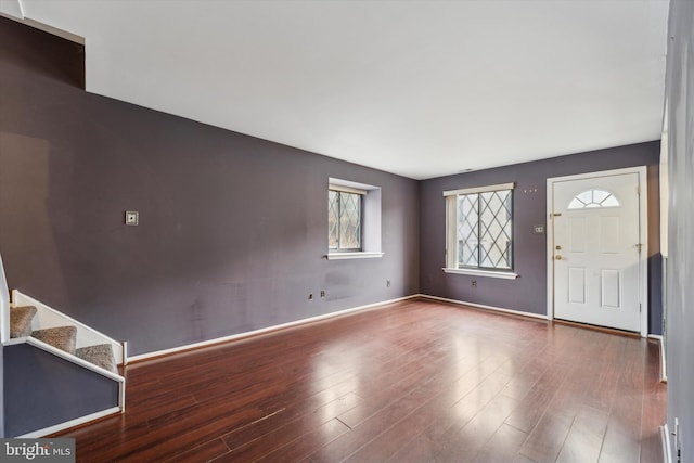 foyer entrance with wood-type flooring