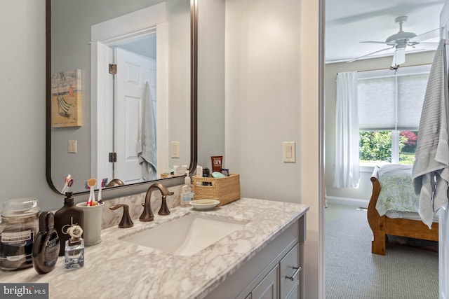 bathroom with vanity and ceiling fan