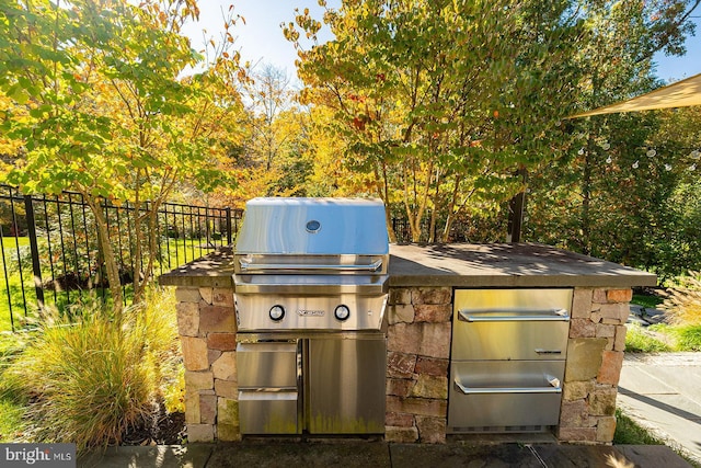 view of patio featuring area for grilling and grilling area