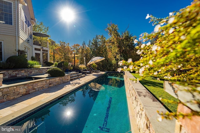 view of swimming pool with a patio