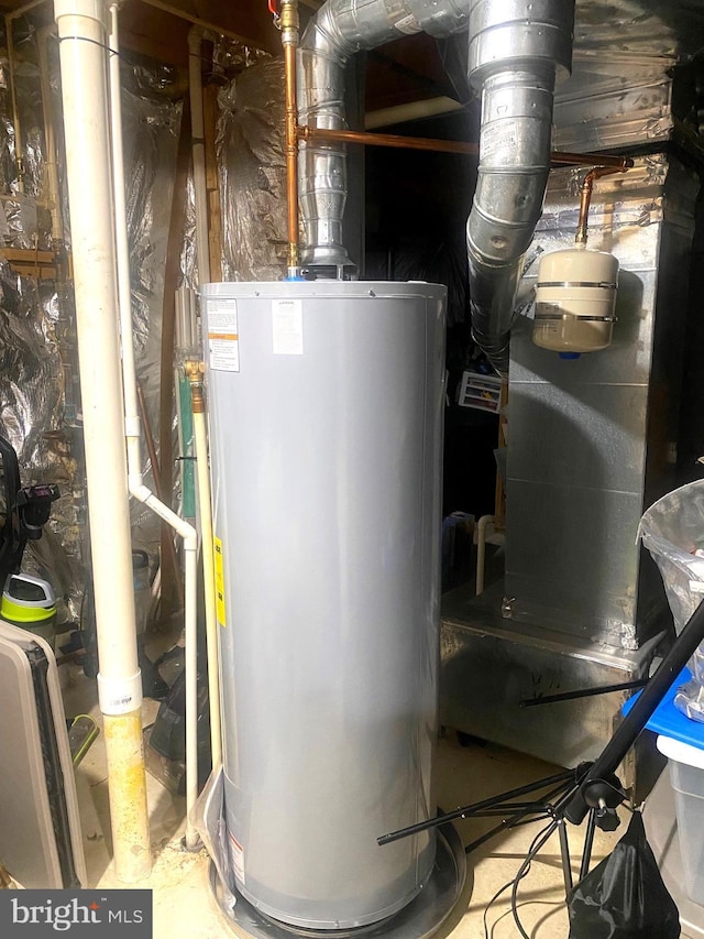 utility room with water heater