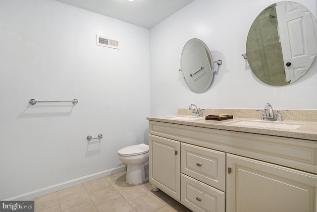 bathroom featuring tile patterned floors, vanity, and toilet