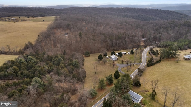 bird's eye view with a rural view