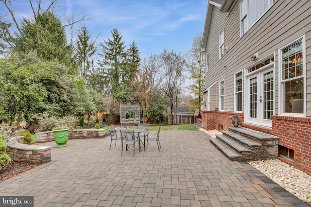 view of patio / terrace featuring french doors