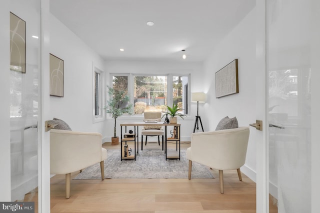 office area featuring hardwood / wood-style flooring