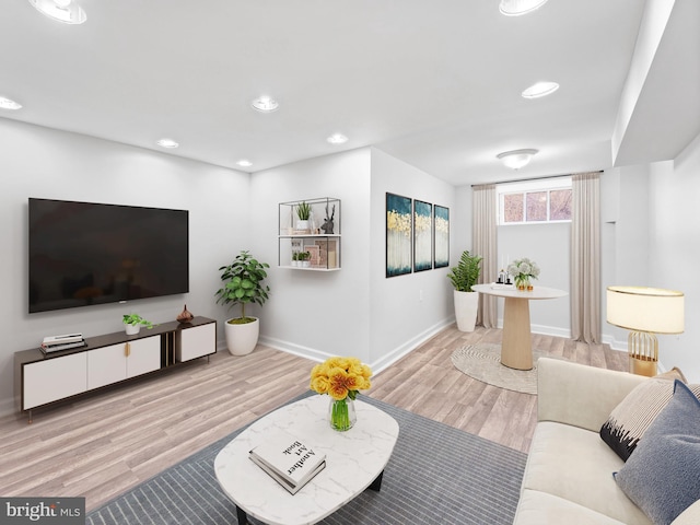 living room featuring light hardwood / wood-style floors