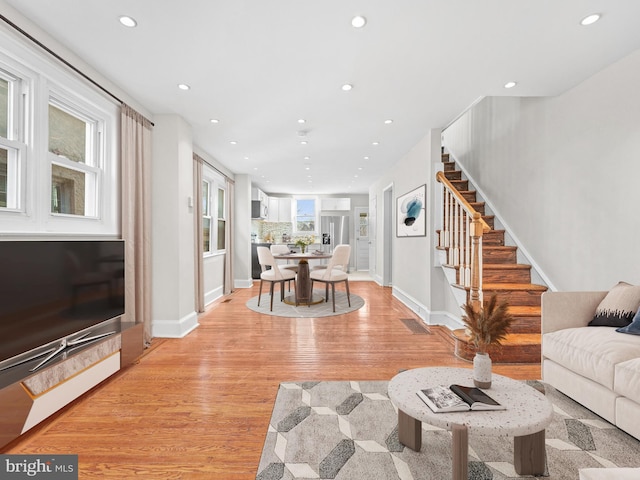 living room featuring light hardwood / wood-style flooring