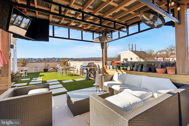 view of patio / terrace with an outdoor hangout area and a grill