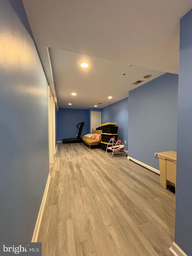 unfurnished room featuring light wood-type flooring