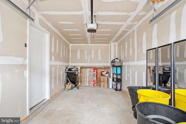 garage with a garage door opener