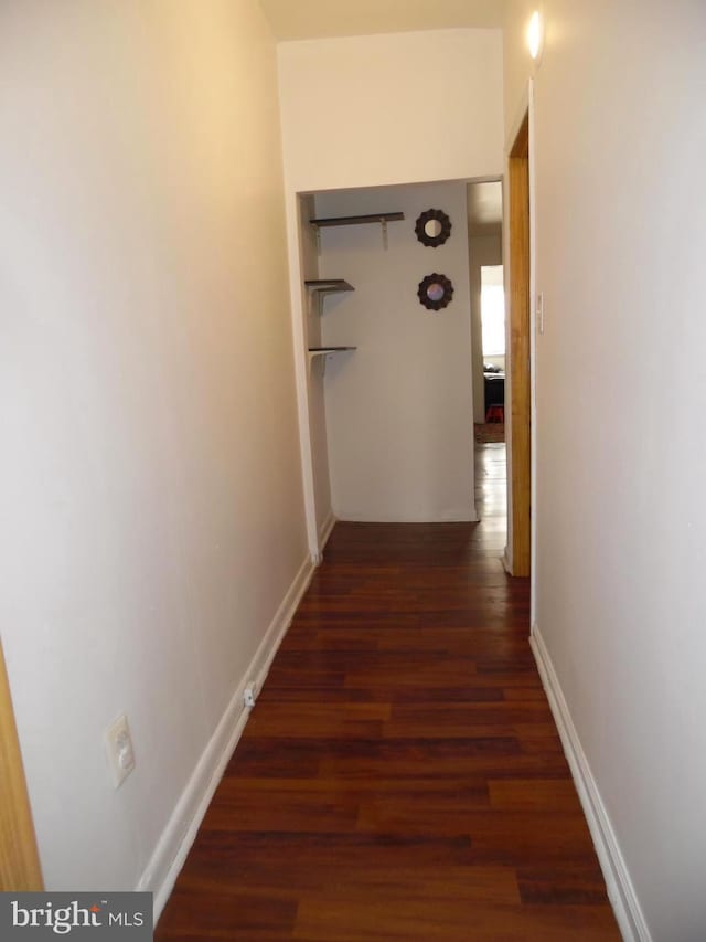 corridor featuring dark hardwood / wood-style floors