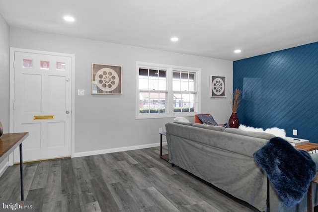 living room featuring wood-type flooring