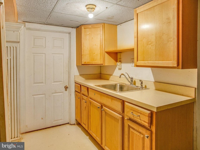 kitchen with a drop ceiling and sink