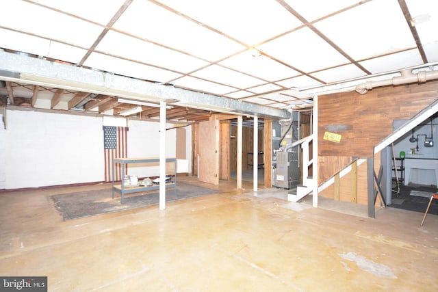 basement with heating unit