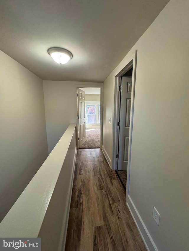 corridor featuring dark hardwood / wood-style floors