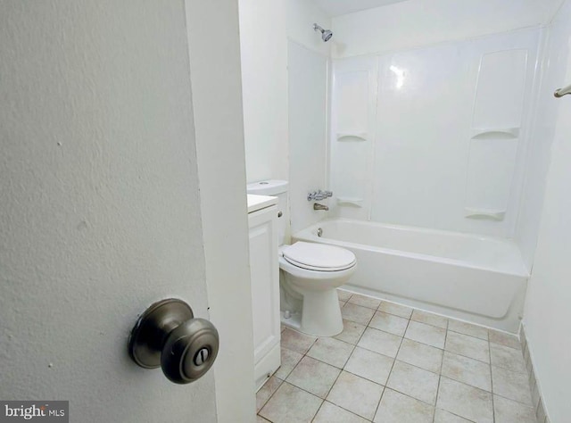 full bathroom with tile patterned flooring, vanity, toilet, and shower / washtub combination