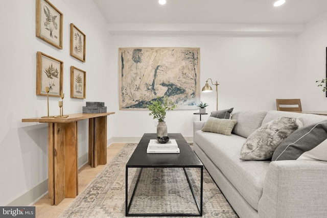 living room with light wood-type flooring