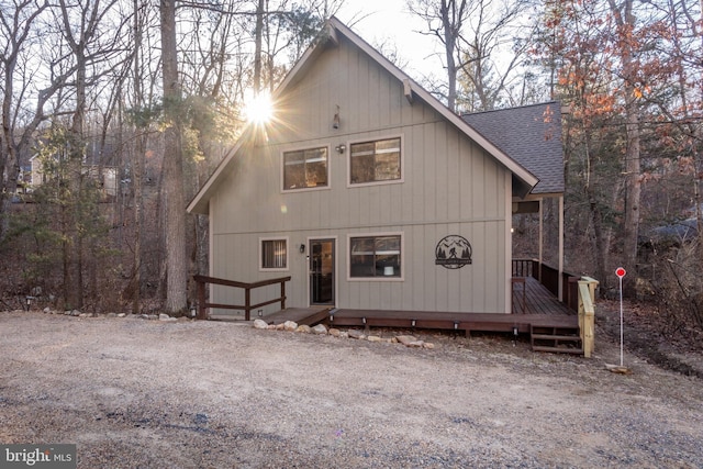 view of front of house featuring a wooden deck