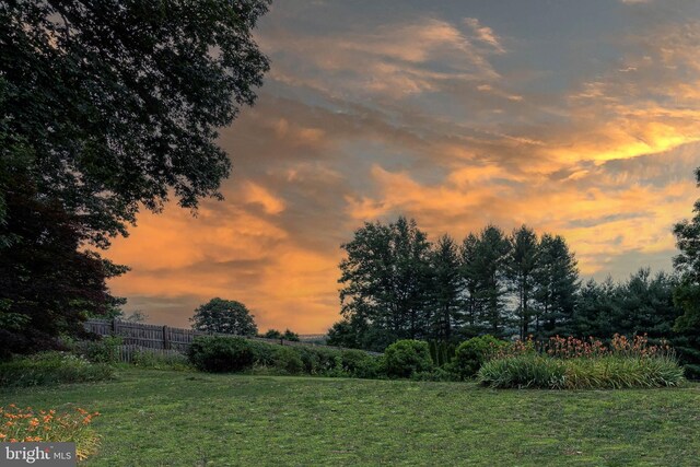 view of yard at dusk