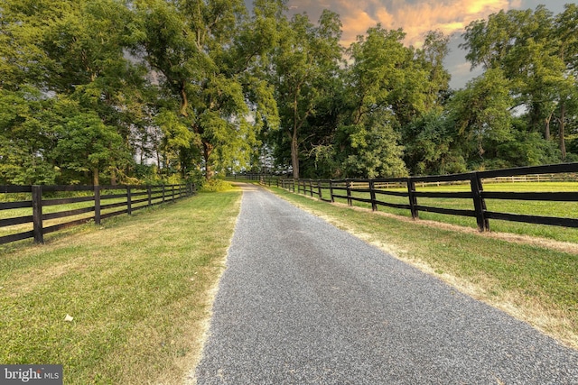 view of street featuring a rural view