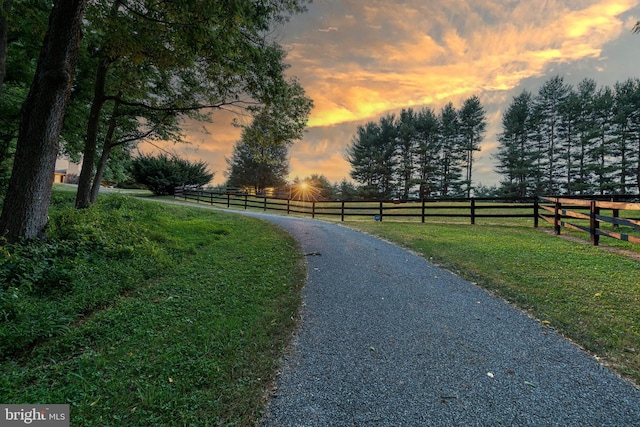 view of road featuring a rural view