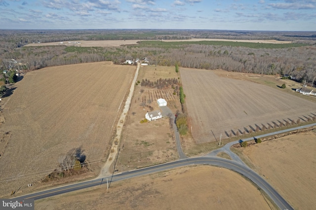 aerial view featuring a rural view