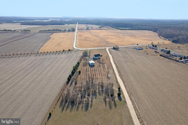 birds eye view of property with a rural view