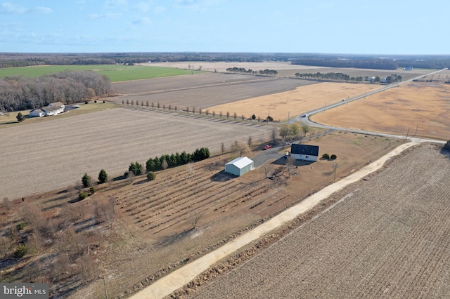 birds eye view of property featuring a rural view