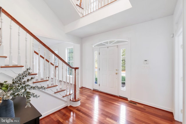 entrance foyer with wood-type flooring