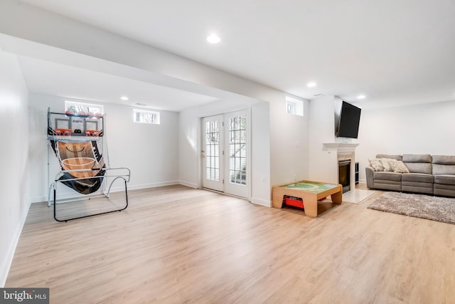 recreation room featuring hardwood / wood-style floors