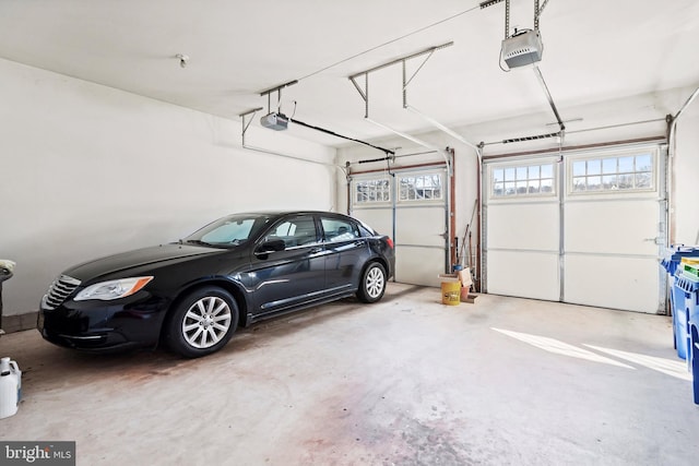 garage with a garage door opener