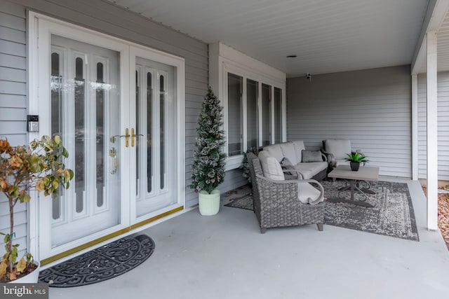 exterior space featuring french doors and a porch