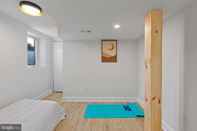 bedroom featuring light wood-type flooring