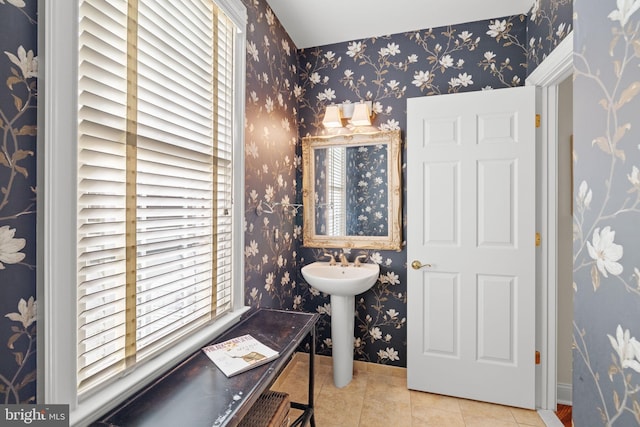 bathroom featuring tile patterned floors and sink