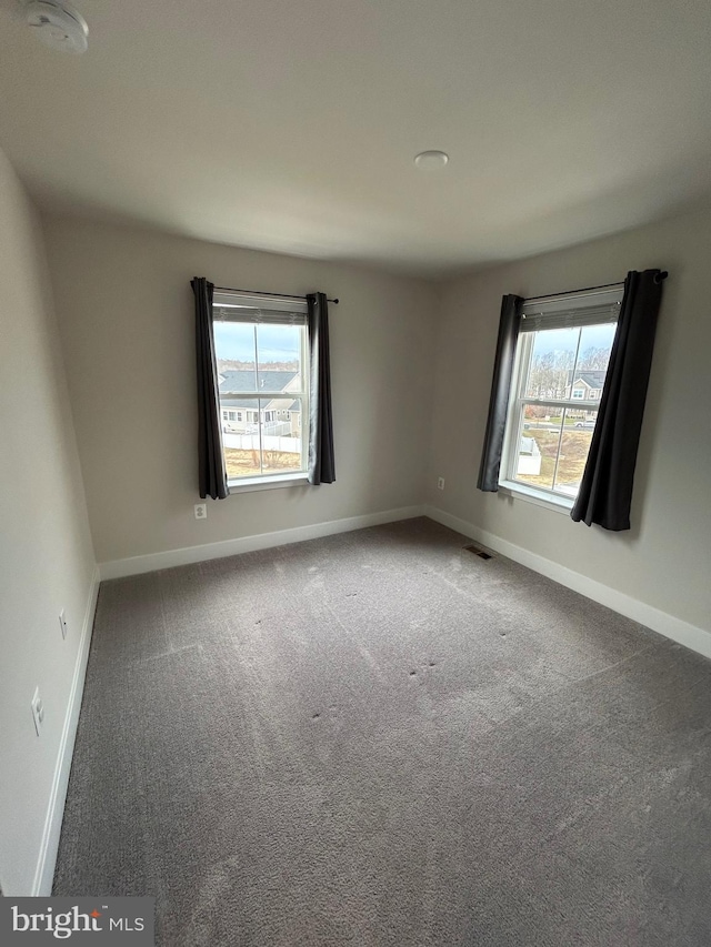 carpeted spare room featuring a wealth of natural light