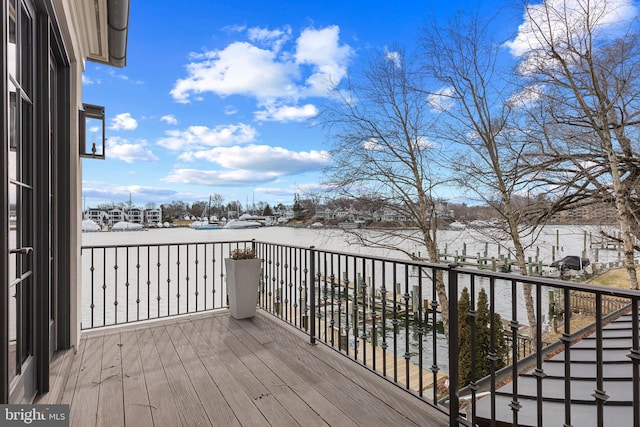 view of snow covered deck