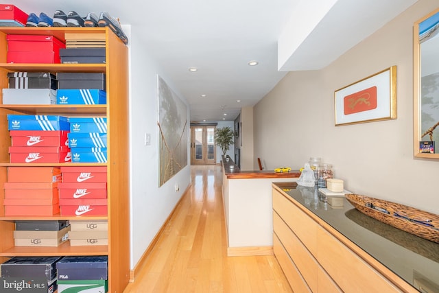 hall featuring light wood-type flooring