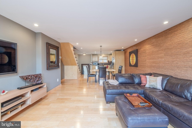 living room featuring light hardwood / wood-style floors