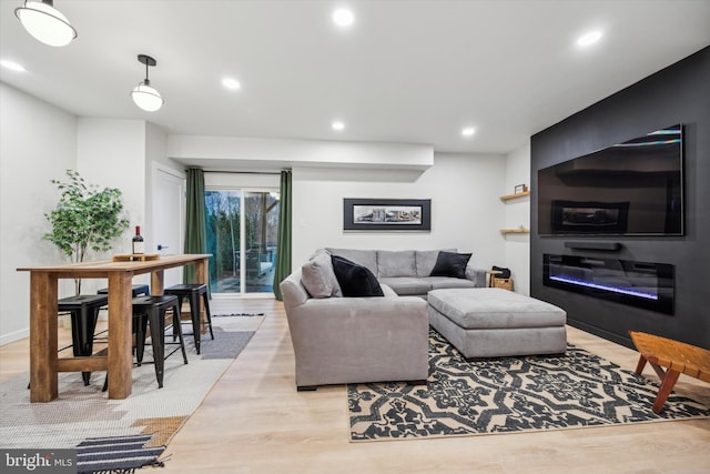 living room with light wood-type flooring