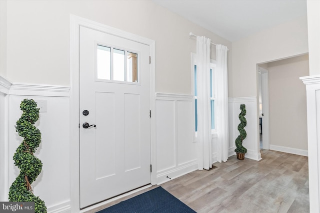 entrance foyer with light wood-type flooring