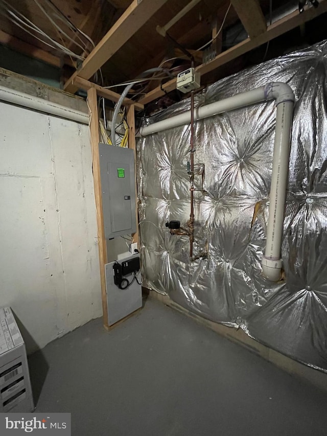 basement with electric panel