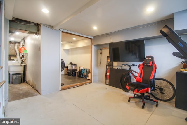 basement with sink