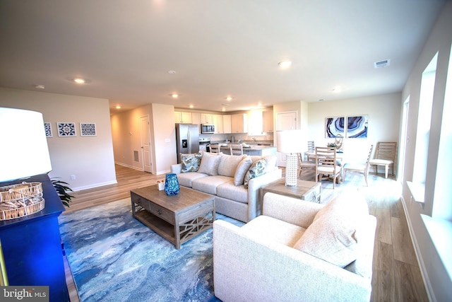 living room with wood-type flooring