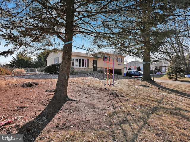 view of split level home