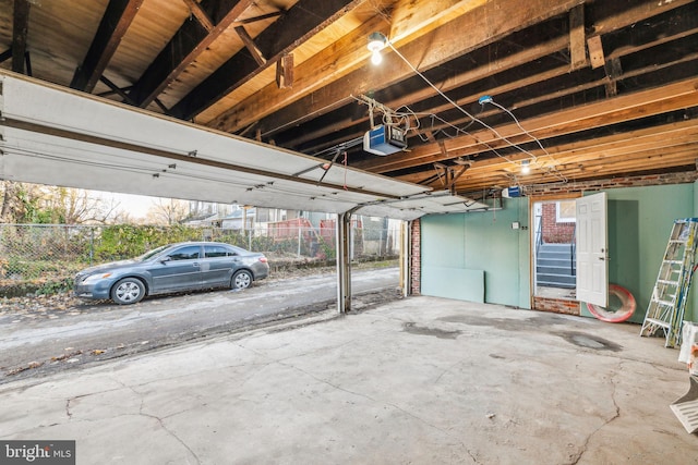 garage with a garage door opener