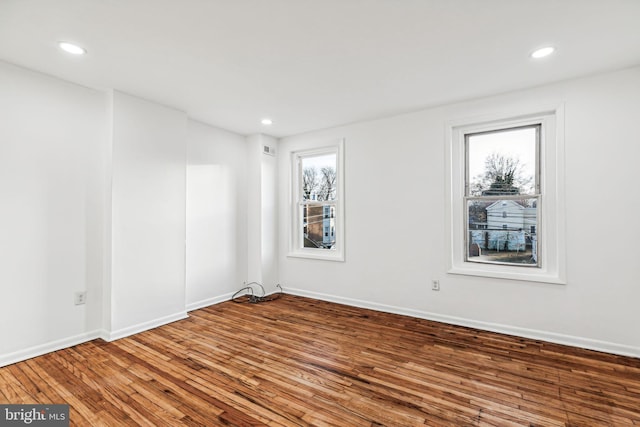 empty room with a wealth of natural light and wood-type flooring